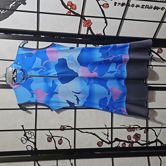 Callaway Blue Sea Star Sleeveless Mock Neck Dress Size Small NWT - Picture 2 of 9